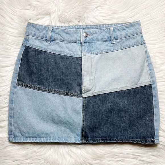Wild Fable Patchwork Denim Mini Skirt Blue Size Small - Picture 1 of 4